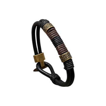 Men's Braided Leather-Style Bangle