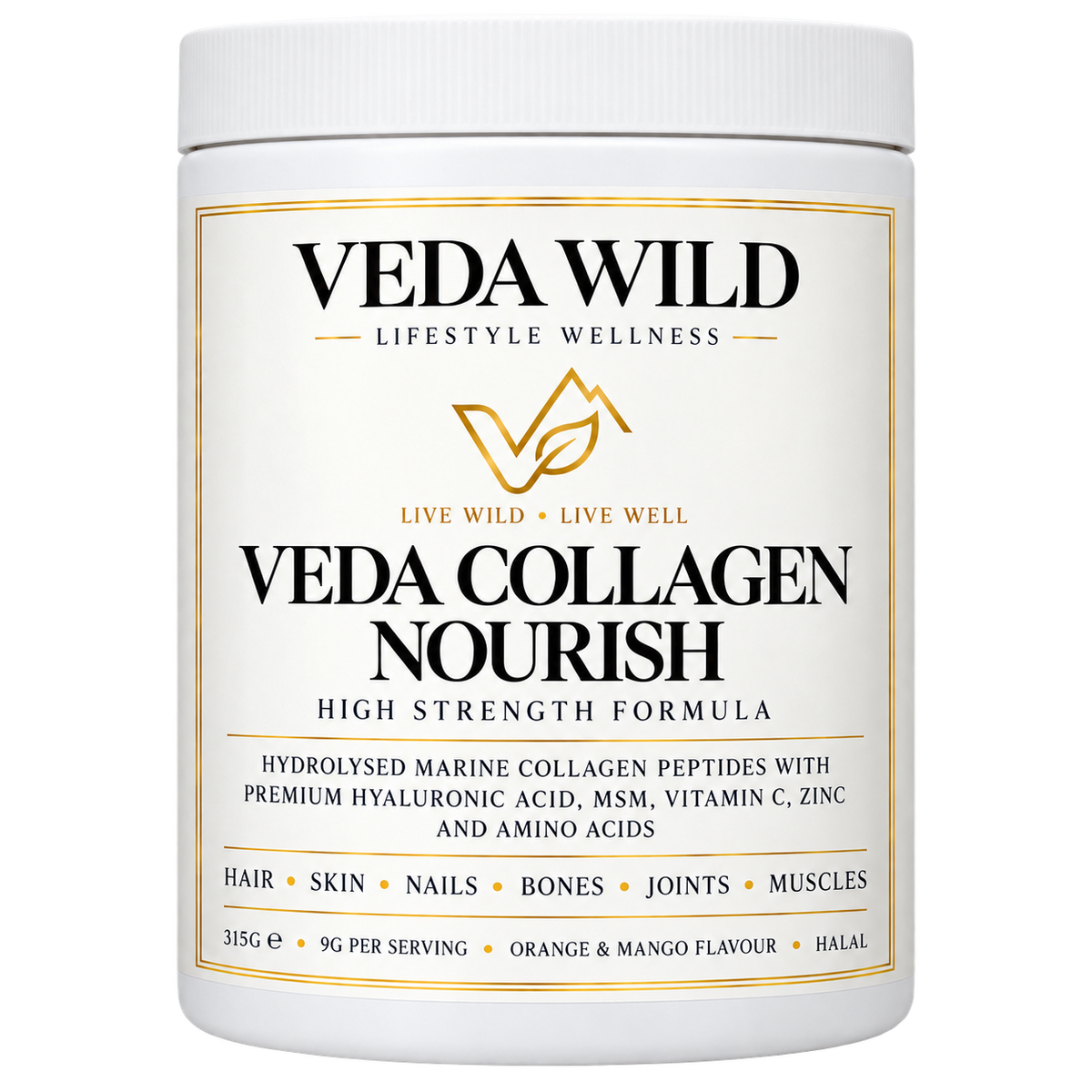 VEDA Marine Collagen — orange and mango, 315 g pack